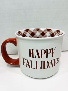 Happy Fallidays Festive Ceramic Coffee Mug for the Holidays - Rust Accent